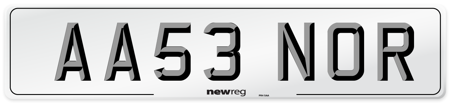 AA53 NOR Number Plate from New Reg